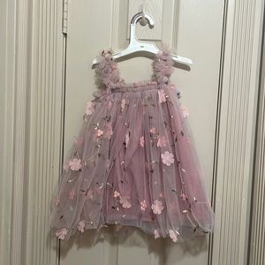 Layered Pink Floral Girls Dress